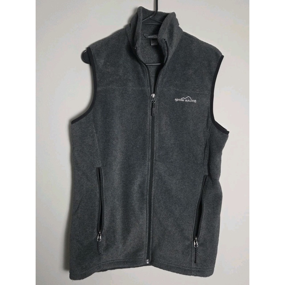 Eddie Bauer Fleece Vest Size‎ Small Gray Full Zip Pockets Lightweight